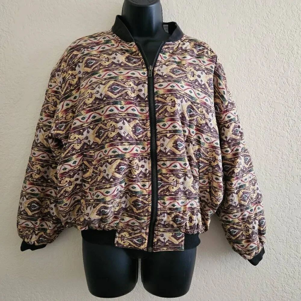 Robert Stock Vintage Southwest Geometric Bomber Jacket